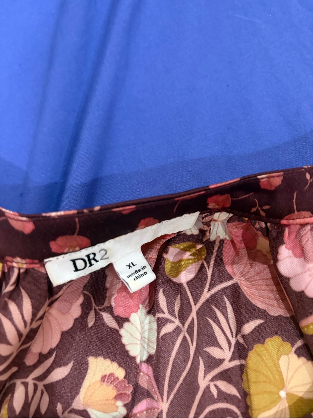 DR2 Floral A-Line Skirt in Brown with Pink and Yellow Blooms